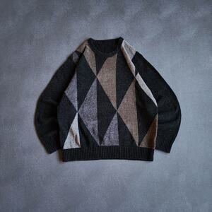 Y2K Abstract Knit Multicolored Acrylic Knit Soft Grandpa Sweater Medium